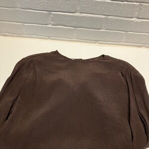 Jones New York Chocolate Brown silk crepe blouse